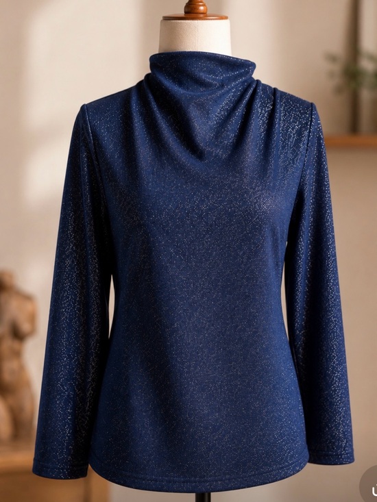 Ann Taylor Sweaters - Ann Taylor Metallic Shimmer Cowl Neck Top Navy Small